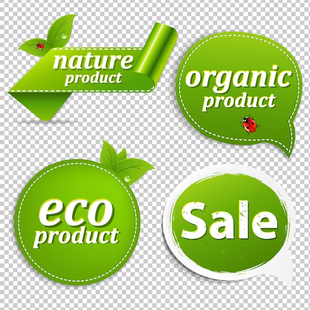 Green Set Eco Tags Avec Filet De Dégradé, Illustration