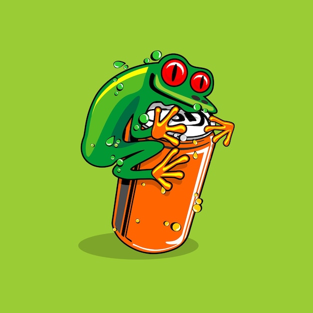 Vecteur grenouille et bouteille de coke illustration