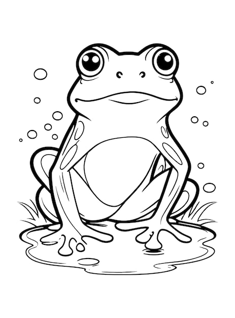 Grenouille coloriage dessin au trait Illustration et art vectoriel