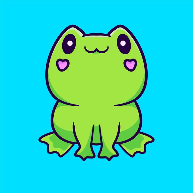 Grenouille Dessin Animé Mascotte Vecteur Drôle Sourire Bonheur Amusant Mignon Assis Sur