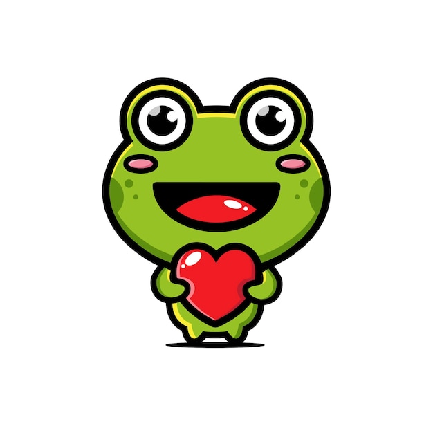 Grenouille Mignonne étreignant Un Coeur D'amour