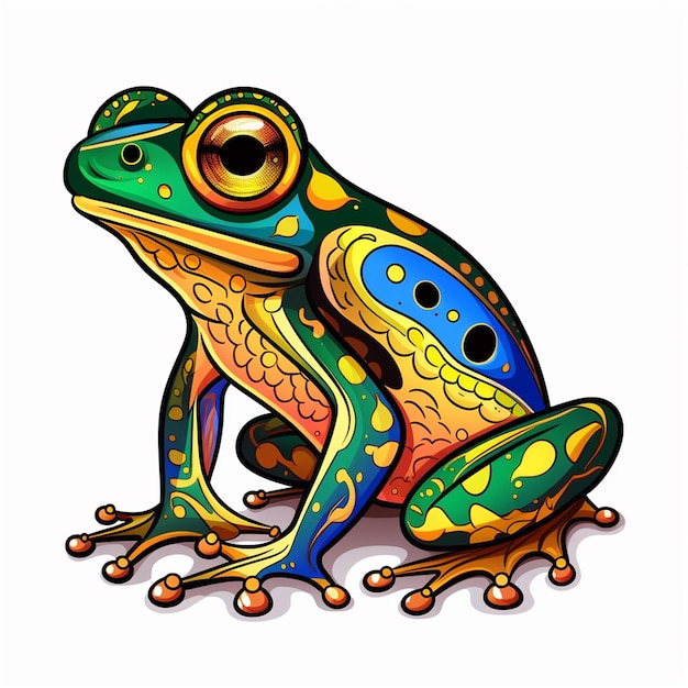 Grenouille avec ornement sur fond blanc Illustration vectorielle pour votre conception