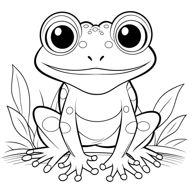 Vecteur la grenouille pour le livre à colorier conception artistique pour enfants page à colorier