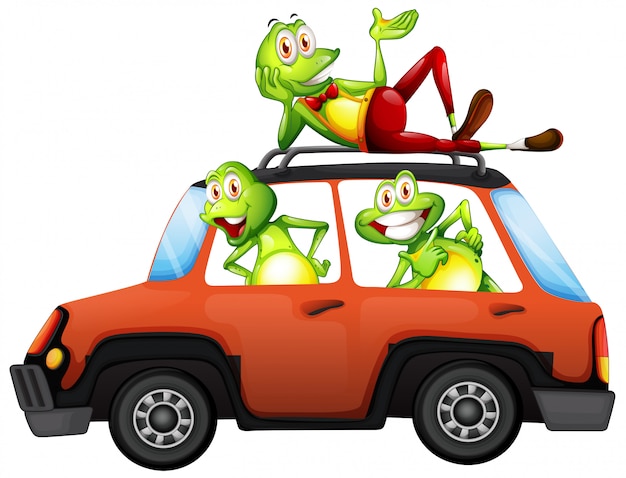 Vecteur grenouille sur la voiture