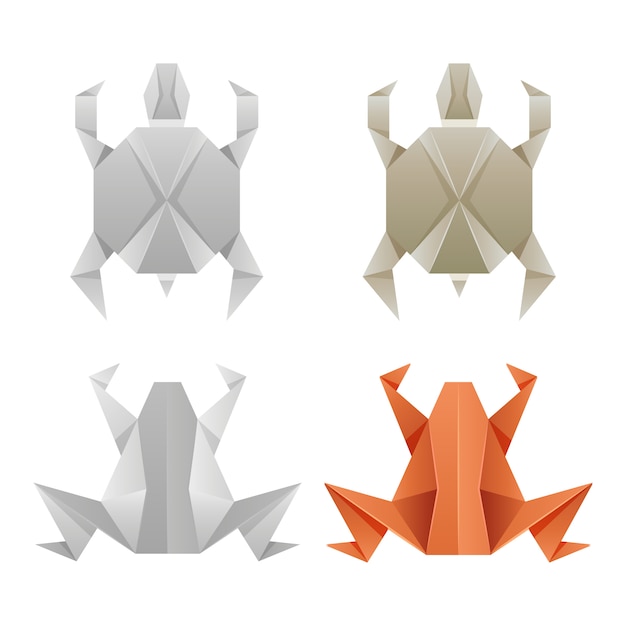 Grenouilles et tortues en papier origami