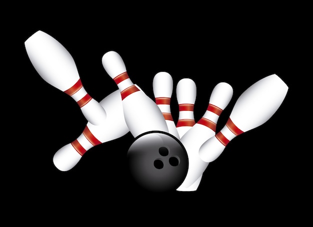 grève bowling sur illustration vectorielle fond noir