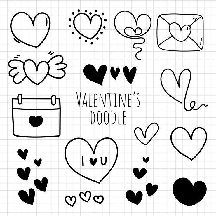 Vecteur griffonnage de coeur, griffonnage de la saint-valentin. illustration vectorielle