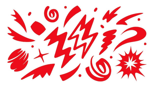 Des griffonnages rouges énergiques sur un fond blanc éclatant mettant l'accent sur une expression artistique audacieuse.