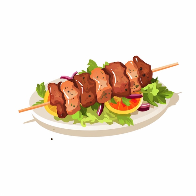 grill de viande restaurant de viande de bœuf kebab vecteur délicieux turc grillé repas de conception isola