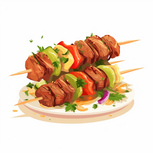 Vecteur grill de viande restaurant de viande de bœuf kebab vecteur délicieux turc grillé repas de conception isola