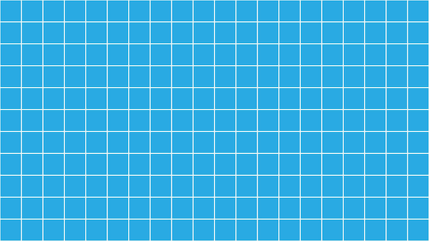 Une grille bleue de carrés avec des lignes blanches sur fond bleu. Fond de tuiles bleues
