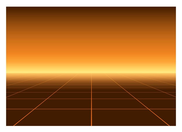 Grille de perspective dans un style futuriste rétro Arrière-plan lumineux abstrait dans le style Scifi des années 80