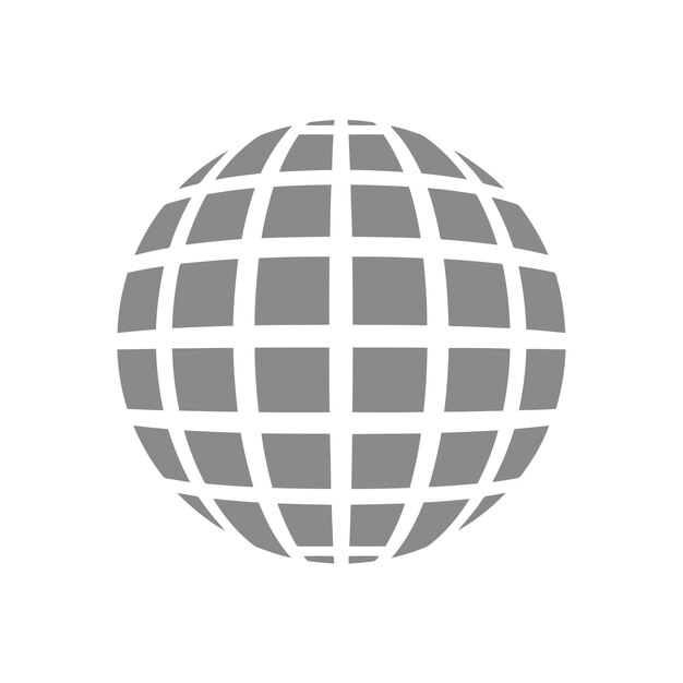 La grille de la sphère vectorielle libre de la terre est isolée par le symbole de la coupe de l'icône du logo favicon