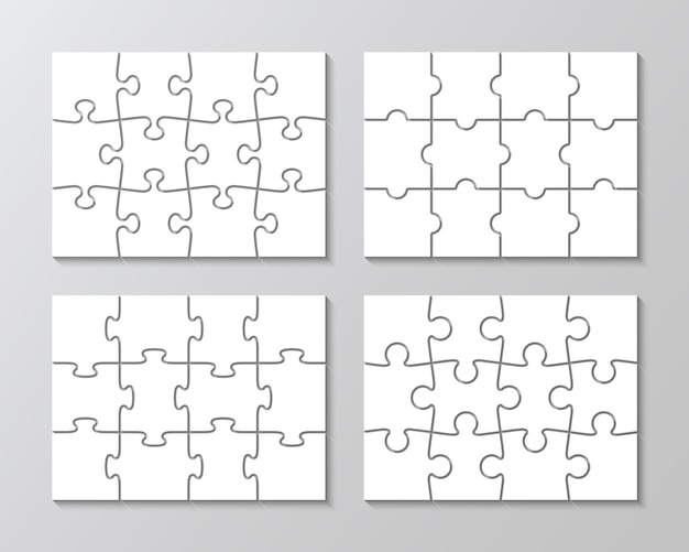 Grilles de puzzle avec une collection de 12 pièces Infographies de puzzle Infographies des chaînes d'affaires de Jigsaw