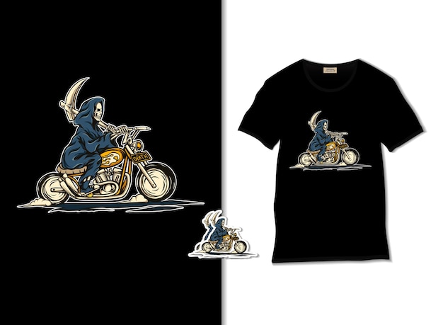 Grim reaper équitation illustration de moto avec conception de t-shirt