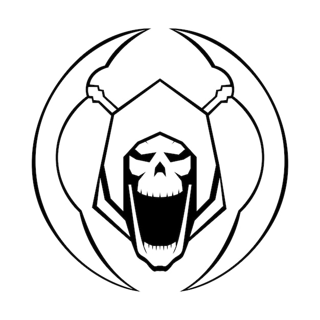 Grim Reaper Vector Illustration De Modèle De Conception De Logo Noir Et Blanc