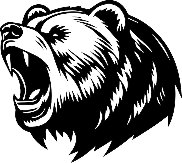 Grizzly Bear Monogram Logo Style Design Monochrome