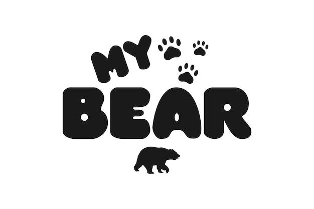 Vecteur groovy font lettrage de my bear avec empreintes vector design