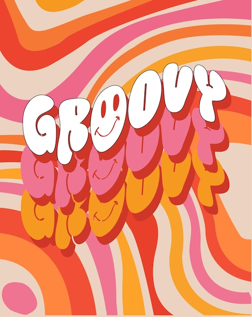 Vecteur groovy en orange et rose