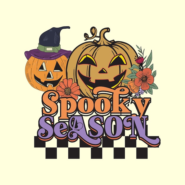 Groovy style Spooky Season illustration de t-shirt rétro halloween, conception de t-shirt vintage