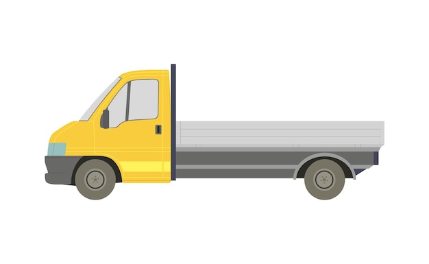 Gros Camion Cargo Jaune Sur Fond Blanc - Vector Illustration