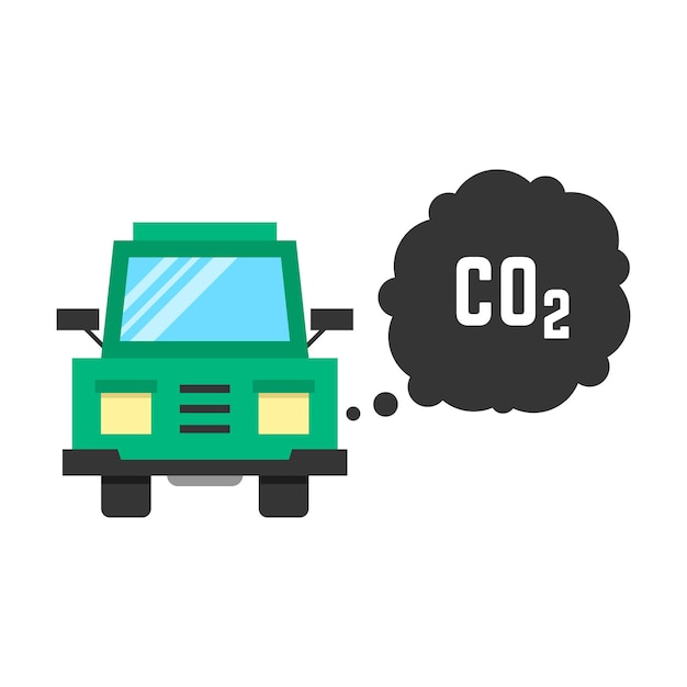 Vecteur un gros camion vert émet du dioxyde de carbone. concept de smog, polluant, dommages, contamination, déchets, produits de combustion. isolé sur fond blanc. illustration vectorielle de style plat tendance design moderne