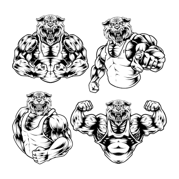 Vecteur gros corps de tigre et muscle