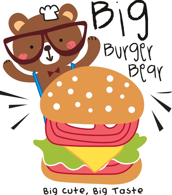 Vecteur gros doodle ours burger