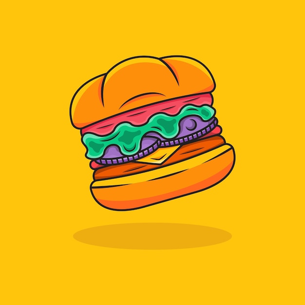 Gros Hamburger Savoureux Avec Du Fromage Et Des Graines De Sésame Isolés Sur Fond Jaune