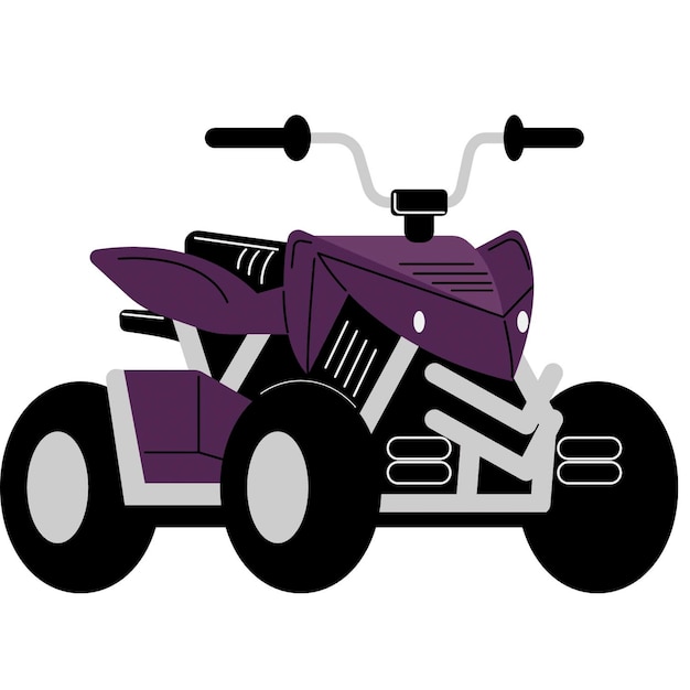 Vecteur un gros plan d'un atv violet avec un pneu noir