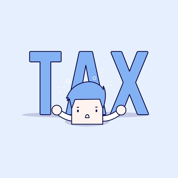 Vecteur une grosse taxe est sur l'homme d'affaires personnage de dessin animé.