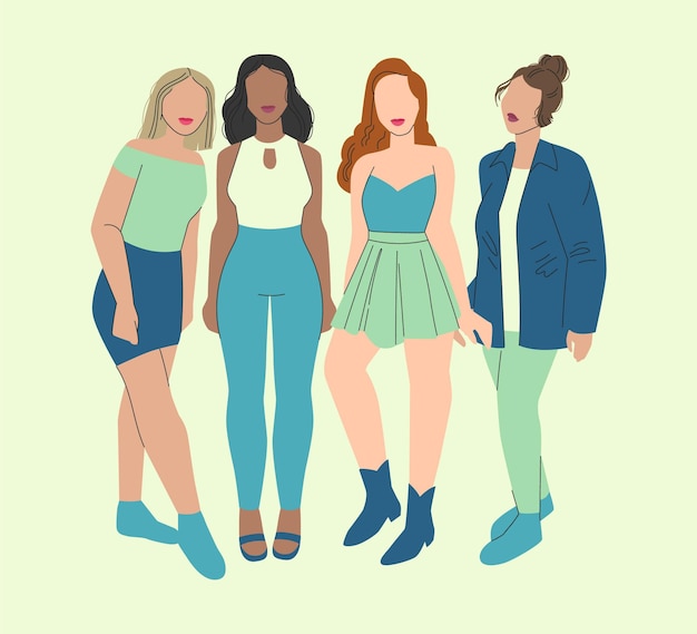 Groupe abstrait dessiné à la main d'illustration de femmes