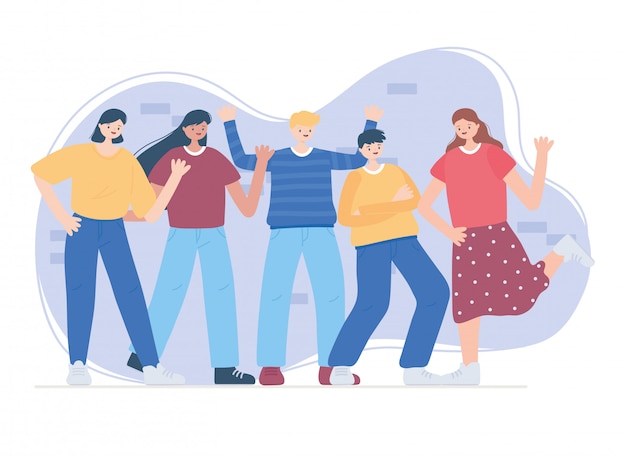 Groupe d'amis diversifié de personnes illustration
