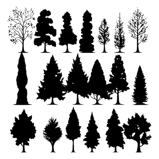 Groupe d'arbres silhouette Vecteur silhouette d'arbre
