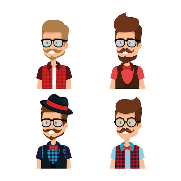 Vecteur groupe d'avatars de style hipster