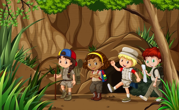Groupe de camping enfants