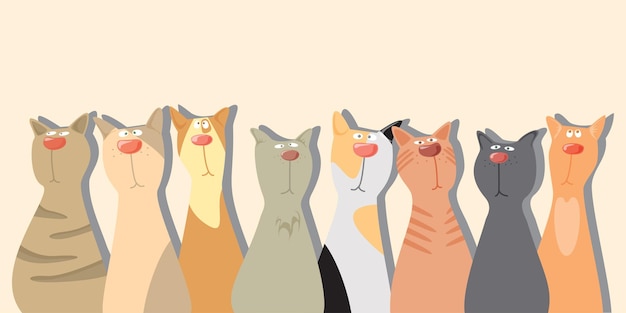 Groupe De Chats Différents