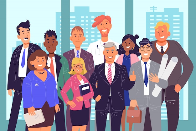 Groupe de collègues, concept de travail d'équipe