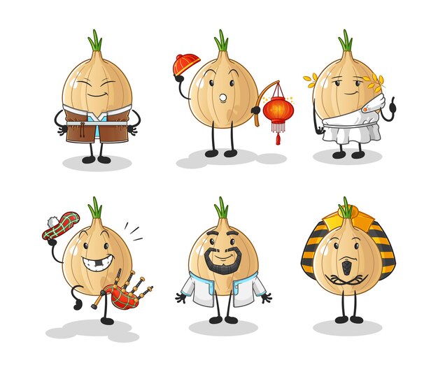 Groupe de culture mondiale de l'ail. mascotte de dessin animé