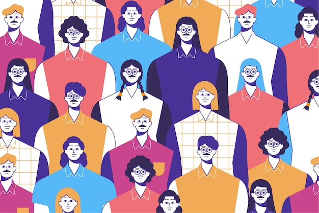 Groupe de design plat de modèle coloré de personnes