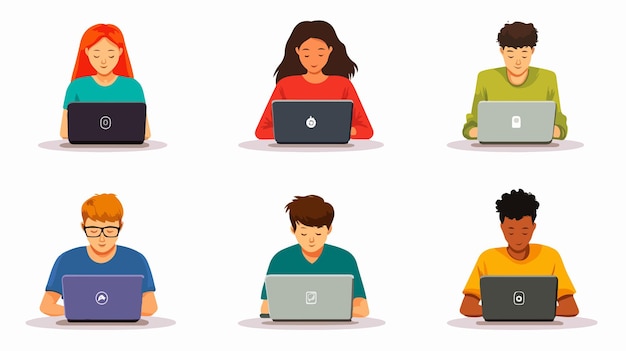 Un groupe diversifié de personnes utilisant des ordinateurs portables pour le travail et l'étude