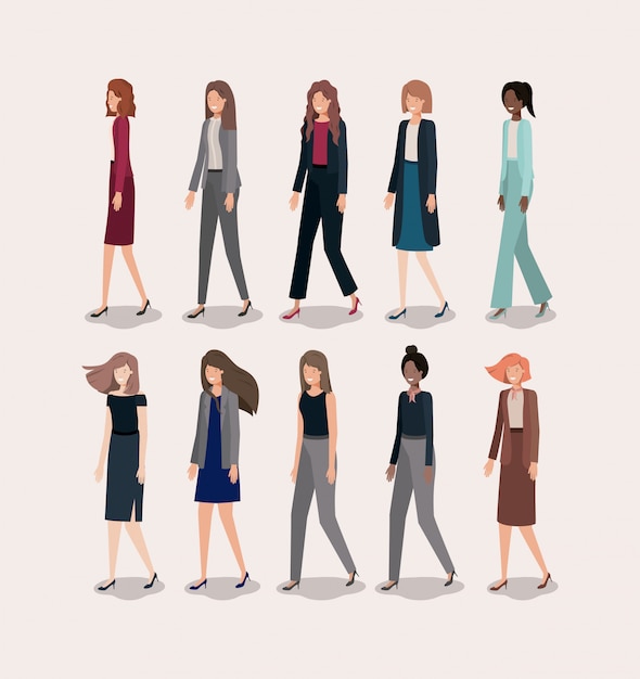 Groupe D'élégants Dames Vector Design Illustration