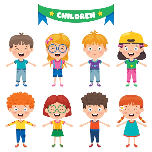Groupe d'enfants drôles jouant
