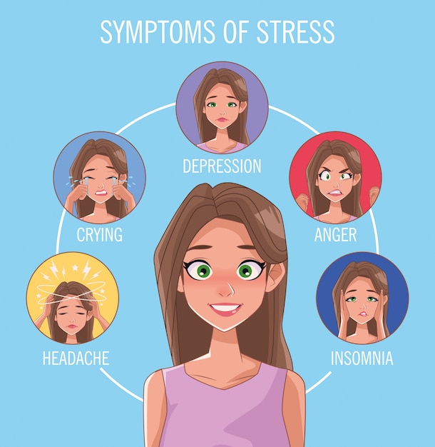 Groupe De Femmes Avec Des Symptômes De Stress Vector Illustration Design