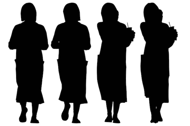 Groupe Des Filles De Silhouette D'affaires à La Mode