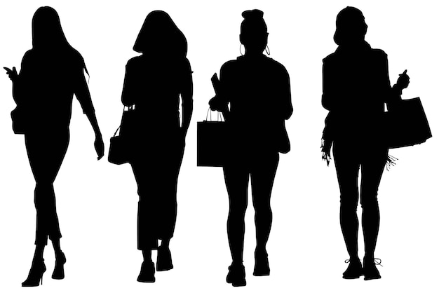 Groupe Des Filles De Silhouette D'affaires à La Mode