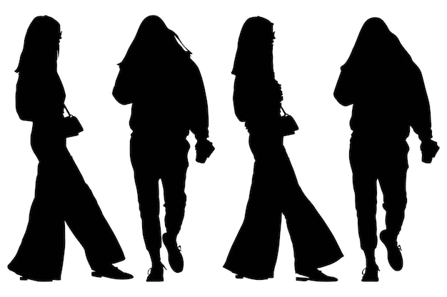 Groupe Des Filles Silhouette à La Mode