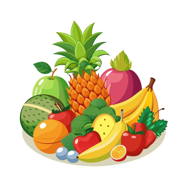un groupe de fruits, y compris des bananes, des bananes et des pommes
