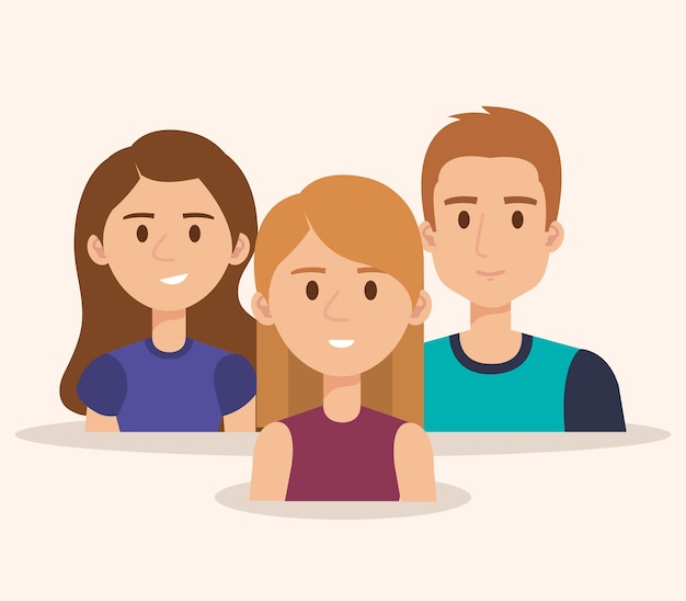 Groupe De Jeunes Avatars Vector Illustration Design