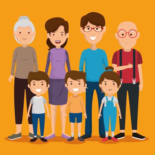 groupe de membres de la famille avatars caractères